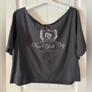NYC Equestrian Club Graphic Tee Oversized Boxy Casual Streetwear NWT